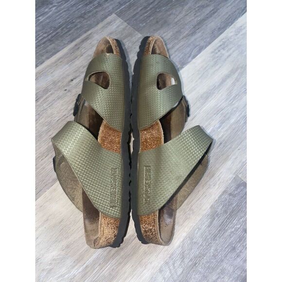 Birkenstock Leather Sandals Size 8W WoMens Green Color Double Buckle READ - Picture 13 of 14